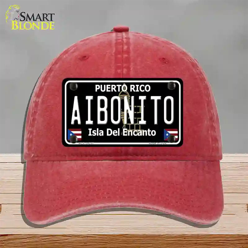 Aibonito Puerto Rico Black Novelty License Plate Hat Unconstructed Cotton / Red