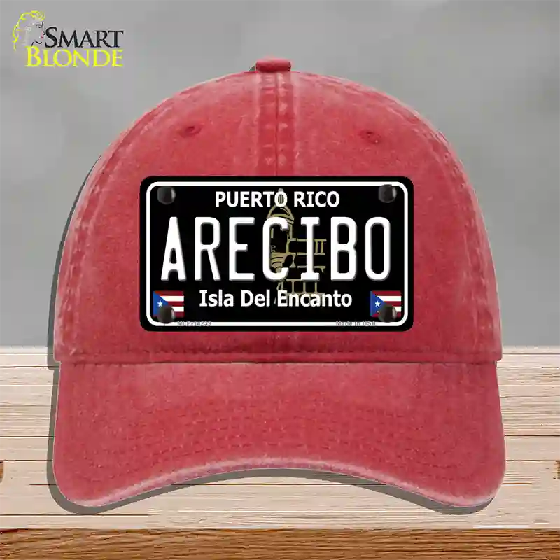 Arecibo Puerto Rico Black Novelty License Plate Hat Unconstructed Cotton / Red