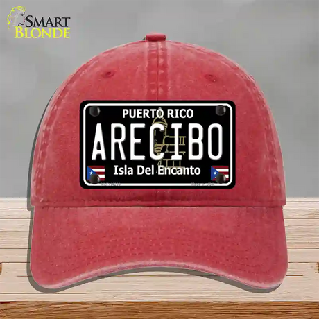 Arecibo Puerto Rico Black Novelty License Plate Hat Unconstructed Cotton / Red