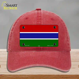 Gambia Flag Novelty License Plate Hat Unconstructed Cotton / Red