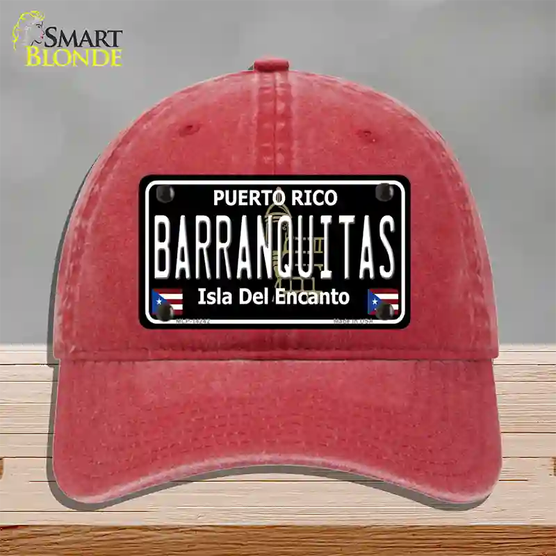 Barranquitas Puerto Rico Black Novelty License Plate Hat Unconstructed Cotton / Red