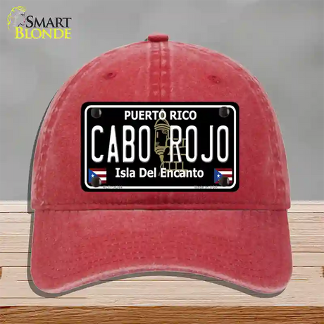 Cabo Rojo Puerto Rico Black Novelty License Plate Hat Unconstructed Cotton / Red