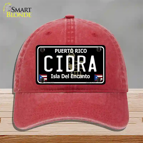 Cidra Puerto Rico Black Novelty License Plate Hat Unconstructed Cotton / Red