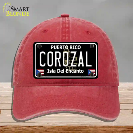 Corozal Puerto Rico Black Novelty License Plate Hat Unconstructed Cotton / Red