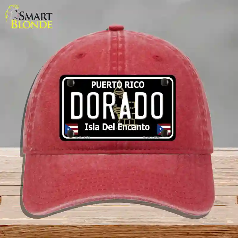 Dorado Puerto Rico Black Novelty License Plate Hat Unconstructed Cotton / Red