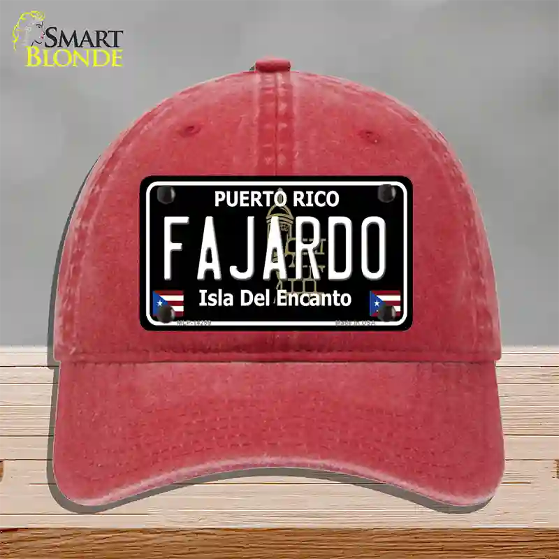 Fajardo Puerto Rico Black Novelty License Plate Hat Unconstructed Cotton / Red