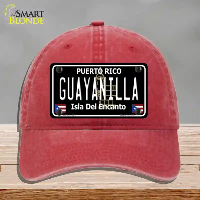 Guayanilla Puerto Rico Black Novelty License Plate Hat Unconstructed Cotton / Red