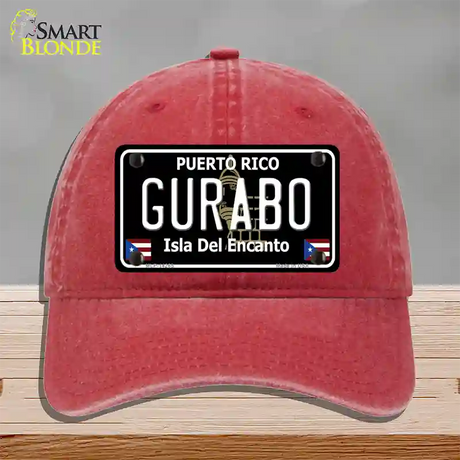 Gurabo Puerto Rico Black Novelty License Plate Hat Unconstructed Cotton / Red