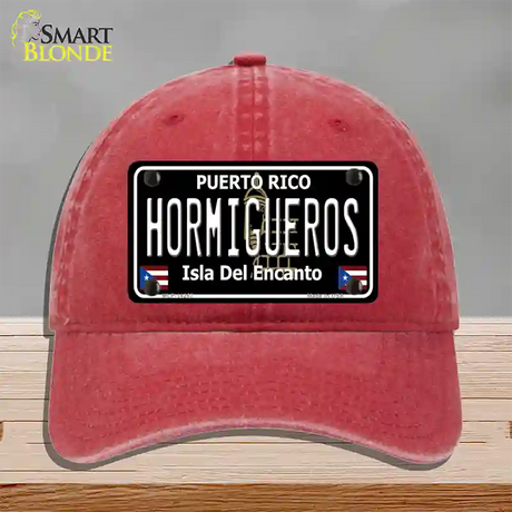 Hormigueros Puerto Rico Black Novelty License Plate Hat Unconstructed Cotton / Red