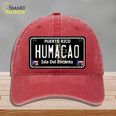 Humacao Puerto Rico Black Novelty License Plate Hat Unconstructed Cotton / Red