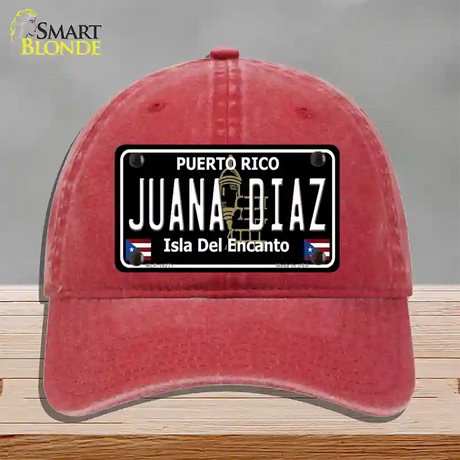 Juana Diaz Puerto Rico Black Novelty License Plate Hat Unconstructed Cotton / Red