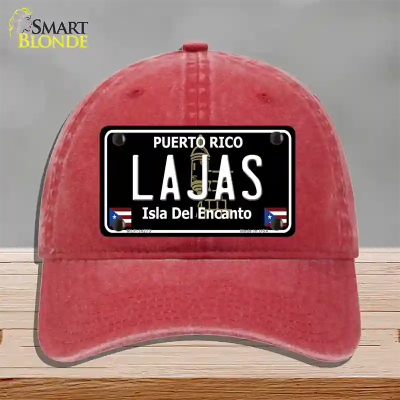 Lajas Puerto Rico Black Novelty License Plate Hat Unconstructed Cotton / Red