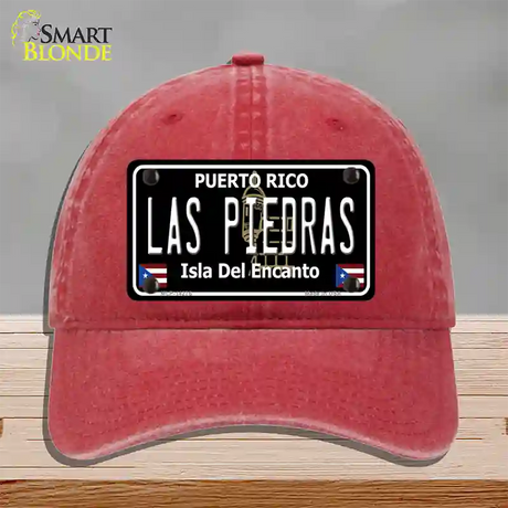 Las Piedras Puerto Rico Black Novelty License Plate Hat Unconstructed Cotton / Red