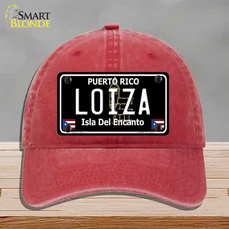 Loiza Puerto Rico Black Novelty License Plate Hat Unconstructed Cotton / Red