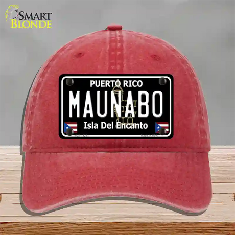 Maunabo Puerto Rico Black Novelty License Plate Hat Unconstructed Cotton / Red