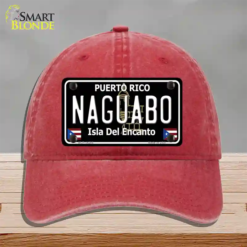 Naguabo Puerto Rico Black Novelty License Plate Hat Unconstructed Cotton / Red