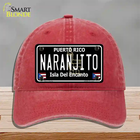 Naranjito Puerto Rico Black Novelty License Plate Hat Unconstructed Cotton / Red