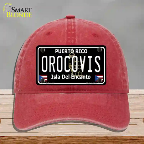 Orocovis Puerto Rico Black Novelty License Plate Hat Unconstructed Cotton / Red