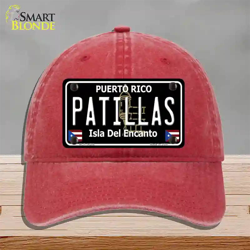 Patillas Puerto Rico Black Novelty License Plate Hat Unconstructed Cotton / Red