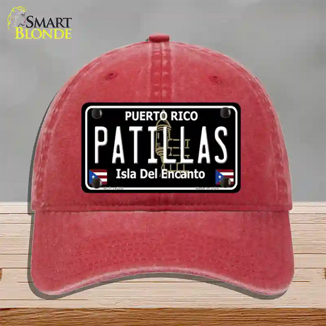 Patillas Puerto Rico Black Novelty License Plate Hat Unconstructed Cotton / Red