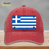 Greece Flag Novelty License Plate Hat Unconstructed Cotton / Red