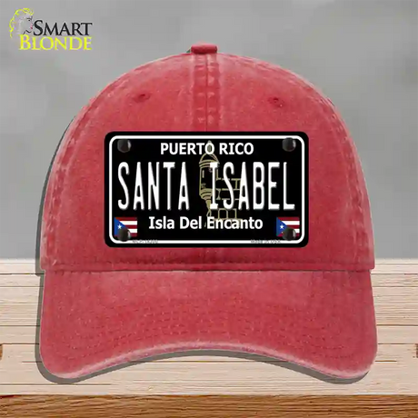 Santa Isabel Puerto Rico Black Novelty License Plate Hat Unconstructed Cotton / Red