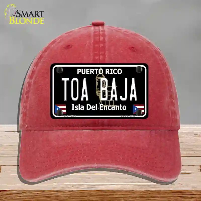 Toa Baja Puerto Rico Black Novelty License Plate Hat Unconstructed Cotton / Red