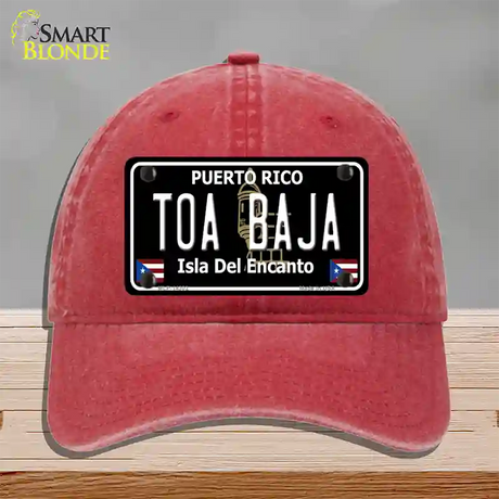 Toa Baja Puerto Rico Black Novelty License Plate Hat Unconstructed Cotton / Red