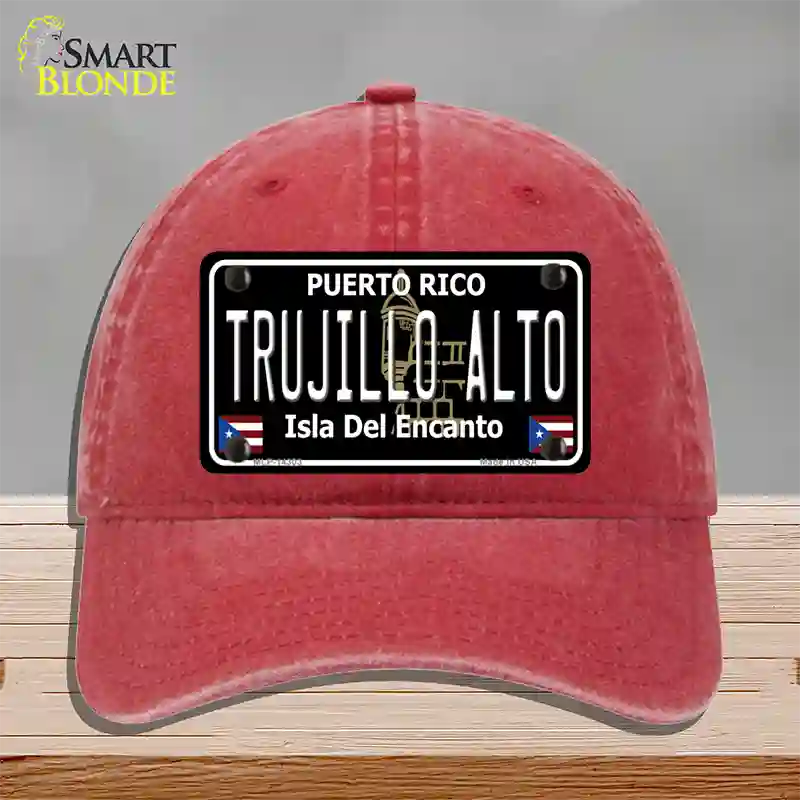 Trujillo Alto Puerto Rico Black Novelty License Plate Hat Unconstructed Cotton / Red