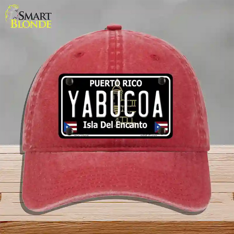 Yabucoa Puerto Rico Black Novelty License Plate Hat Unconstructed Cotton / Red