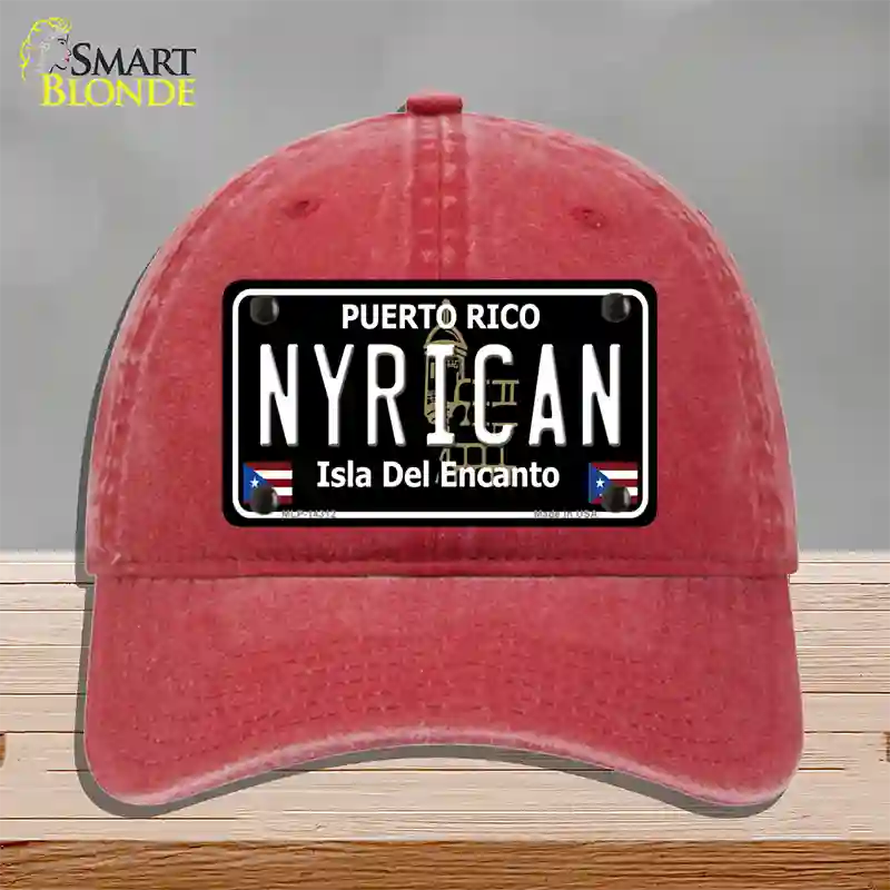 Nyrican Puerto Rico Black Novelty License Plate Hat Unconstructed Cotton / Red