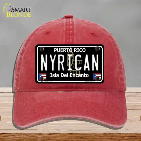 Nyrican Puerto Rico Black Novelty License Plate Hat Unconstructed Cotton / Red