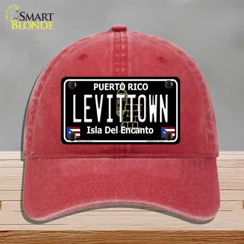 Levittown Puerto Rico Black Novelty License Plate Hat Unconstructed Cotton / Red