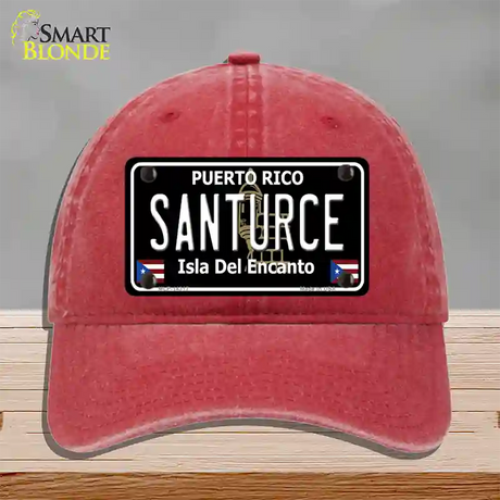 Santurce Puerto Rico Black Novelty License Plate Hat Unconstructed Cotton / Red