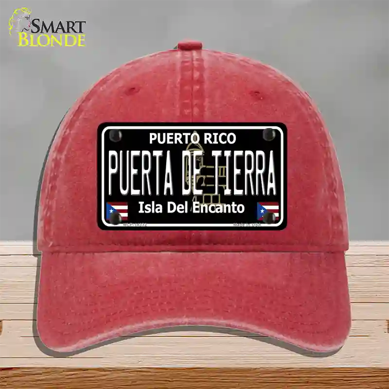 Puerta De Tierra Puerto Rico Black Novelty License Plate Hat Unconstructed Cotton / Red