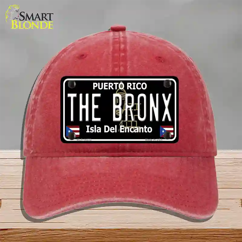 The Bronx Puerto Rico Black Novelty License Plate Hat Unconstructed Cotton / Red