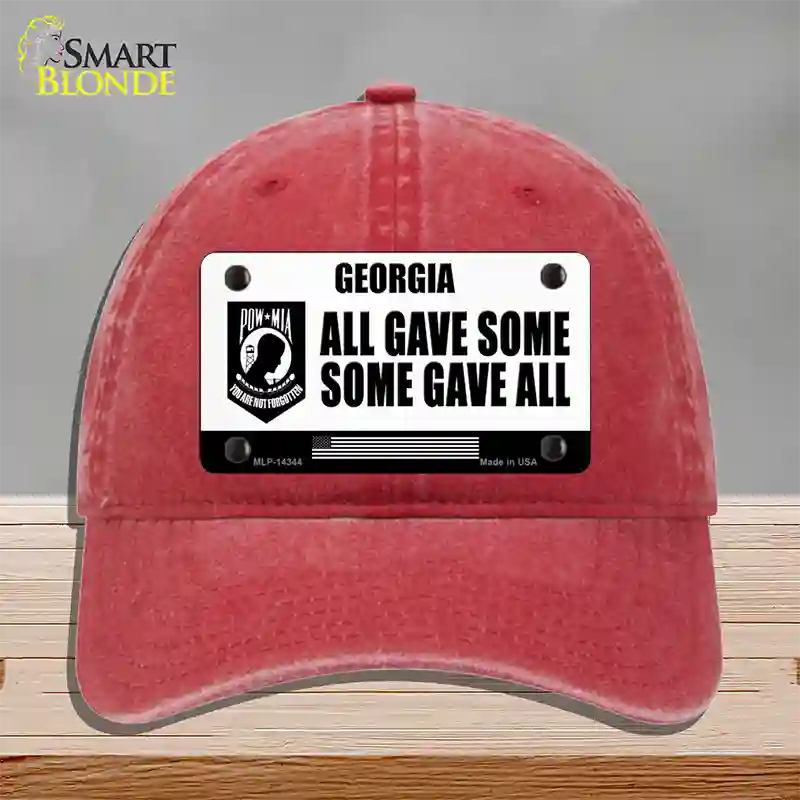 Georgia POW MIA Some Gave All Novelty License Plate Hat Unconstructed Cotton / Red