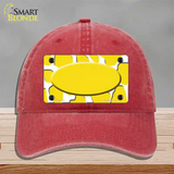 Yellow White Giraffe Yellow Center Oval Novelty License Plate Hat Unconstructed Cotton / Red