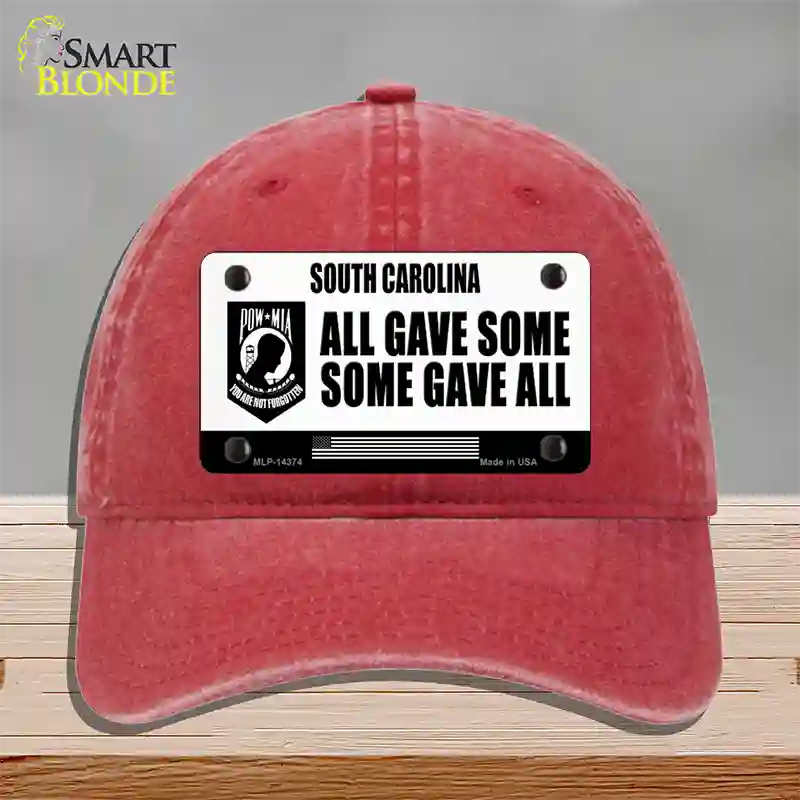 South Carolina POW MIA Some Gave All Novelty License Plate Hat Unconstructed Cotton / Red