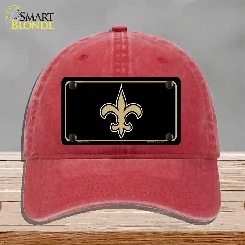 Fleur de lis Novelty License Plate Hat Unconstructed Cotton / Red