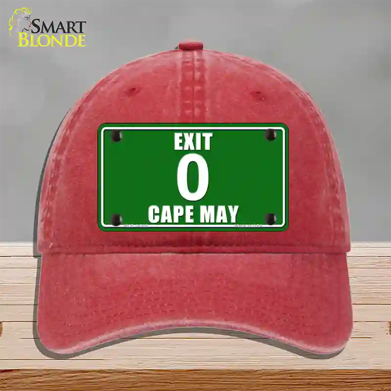 Exit 0 Cape May Novelty License Plate Hat Unconstructed Cotton / Red