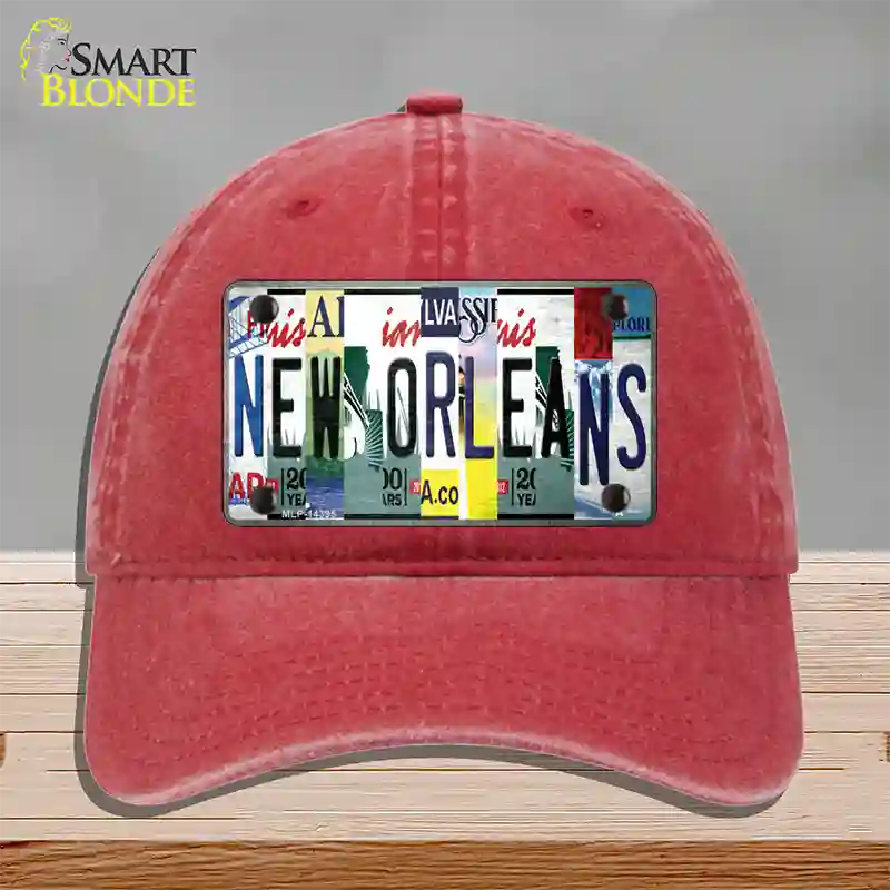 New Orleans License Plate Art Novelty License Plate Hat Unconstructed Cotton / Red