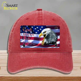 God Bless The USA Eagle Novelty License Plate Hat Unconstructed Cotton / Red