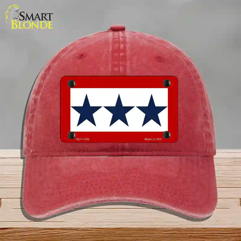 Blue Star Three Novelty License Plate Hat Unconstructed Cotton / Red