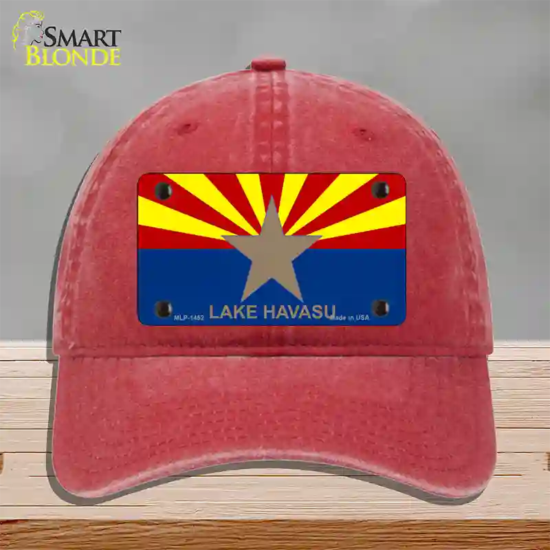 Lake Havasu Arizona State Flag Novelty License Plate Hat Unconstructed Cotton / Red