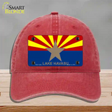 Lake Havasu Arizona State Flag Novelty License Plate Hat Unconstructed Cotton / Red