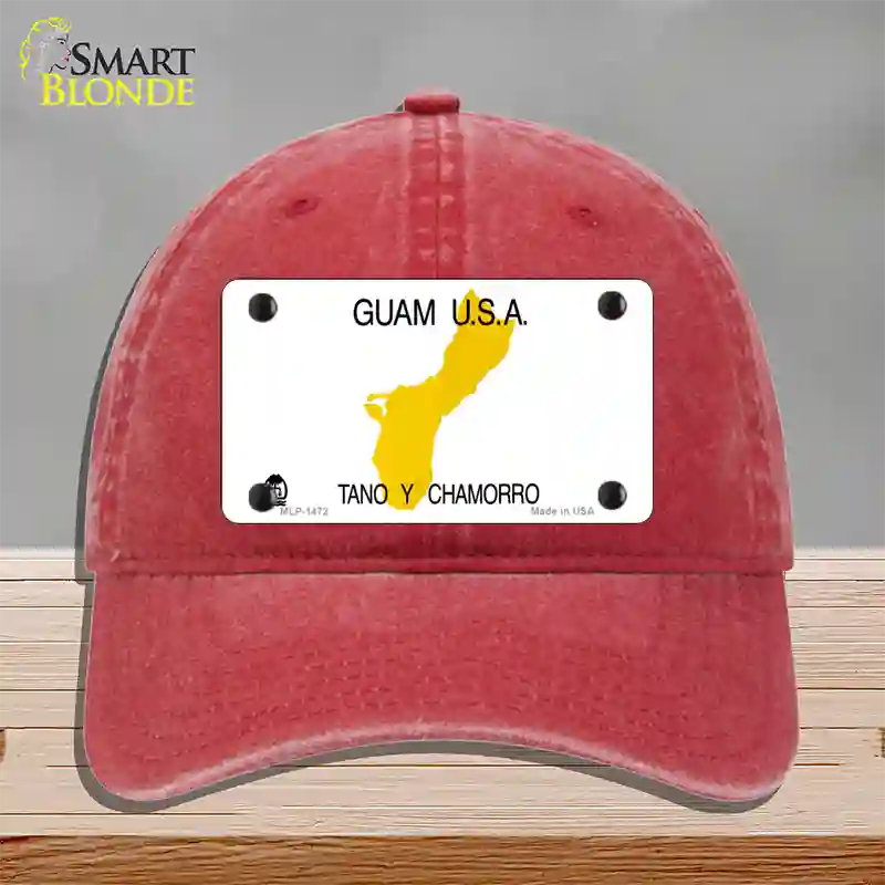 Guam State Novelty License Plate Hat Unconstructed Cotton / Red