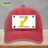 Guam State Novelty License Plate Hat Unconstructed Cotton / Red