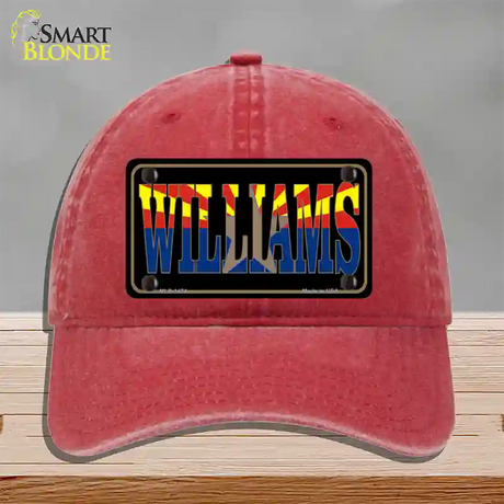 Williams Arizona State Flag Novelty License Plate Hat Unconstructed Cotton / Red