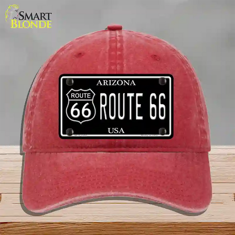 Route 66 Arizona Black Novelty License Plate Hat Unconstructed Cotton / Red